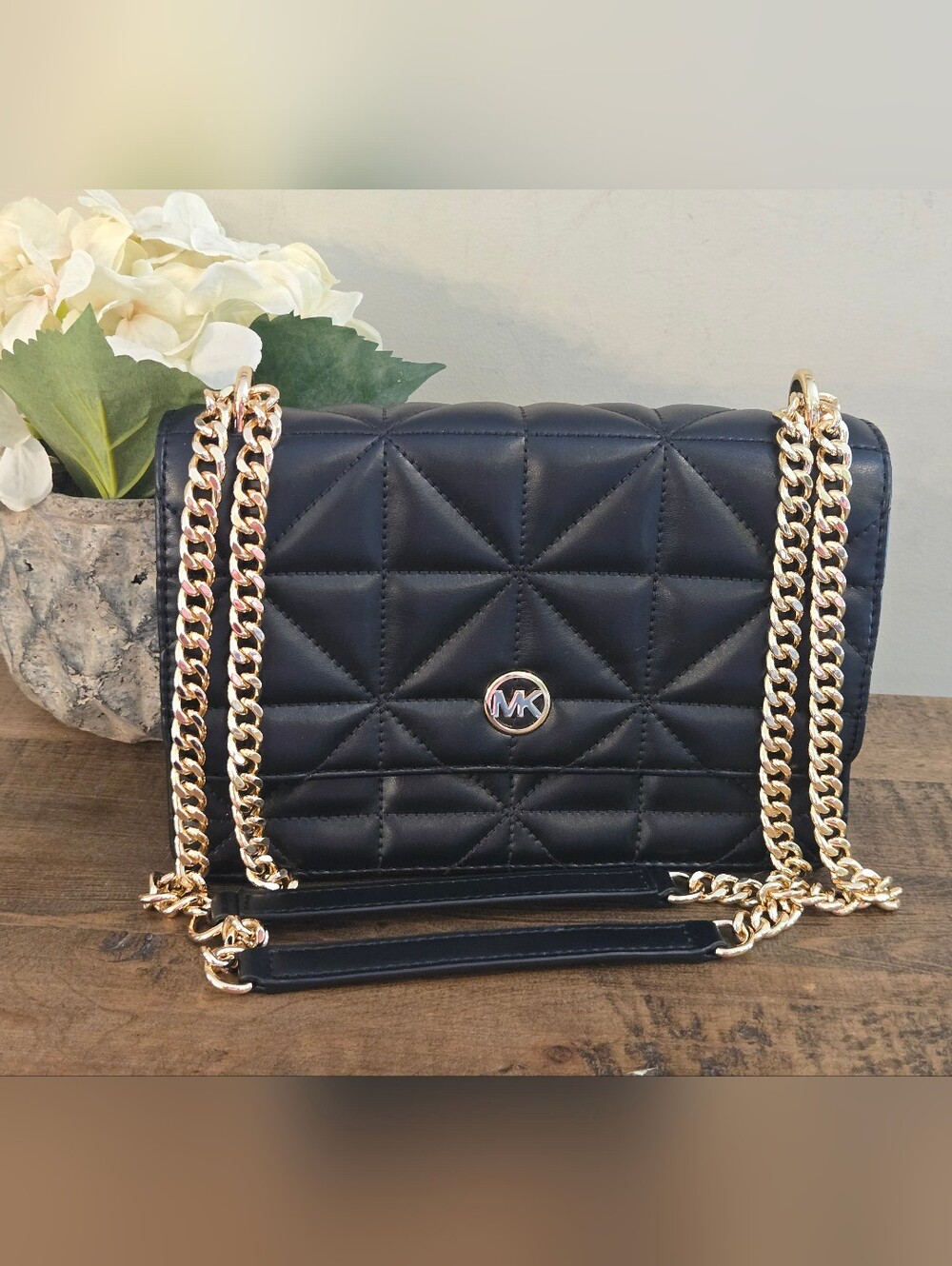 Michael Kors Black Crossbody Gold Chain